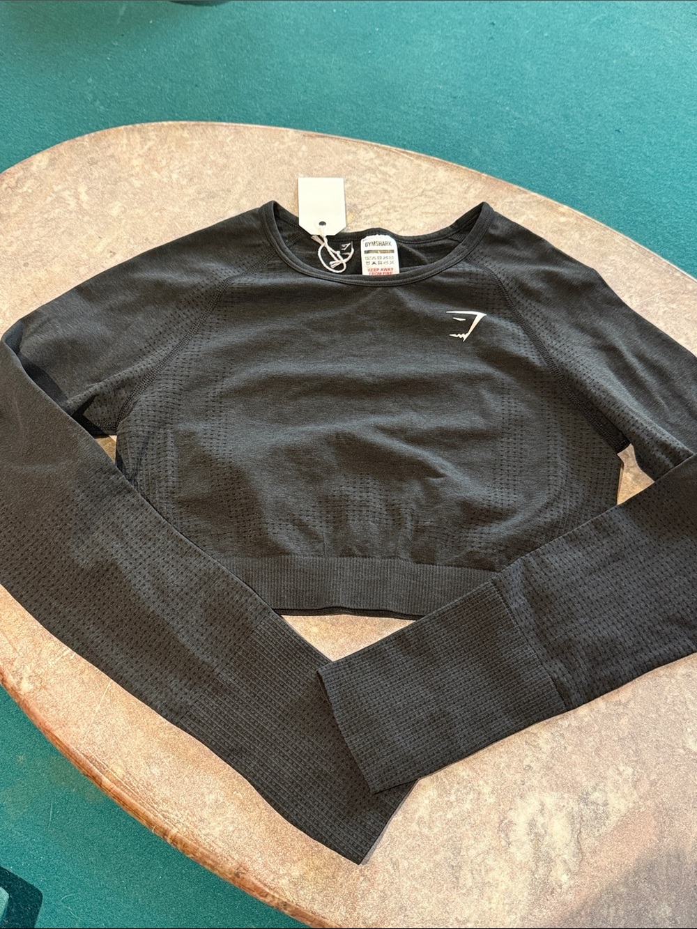 Gymshark Black/grey  Seamless Long Sleeve Crop Tank Top